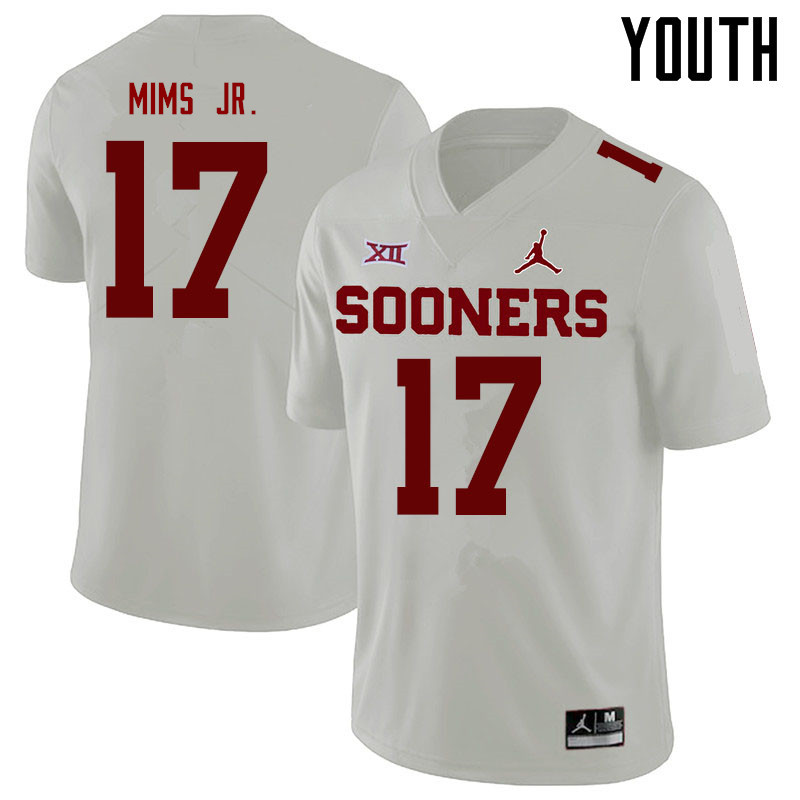Jordan Brand Youth #17 Marvin Mims Oklahoma Sooners College Football Jerseys Sale-White - Click Image to Close